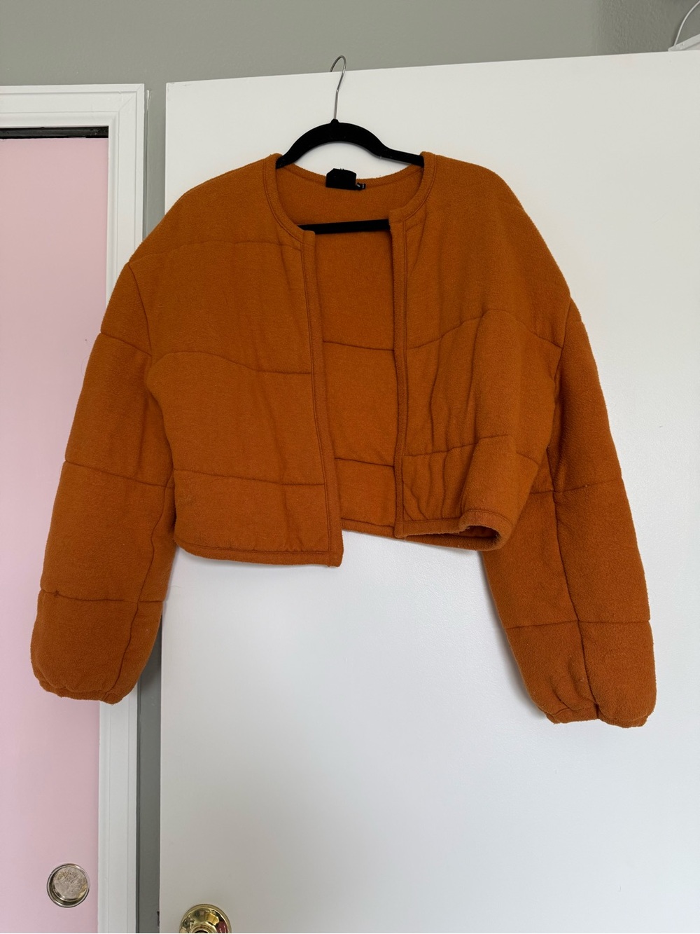 Urban Outfitters Cropped Puffer Jacket - Burnt Orange